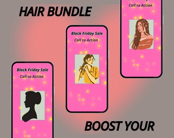 ヘアサロン・美容ビジネス向けホリデーピンクのプロモーションテンプレート｜Instagram Reelsストーリーズ広告｜サロン、ネイル、ヘアサロン向けマーケティング投稿