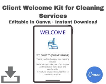 清掃サービス向けクライアントウェルカムキット | 編集可能なCanvaテンプレート | 清掃事業向けウェルカムパケット | すぐにダウンロード