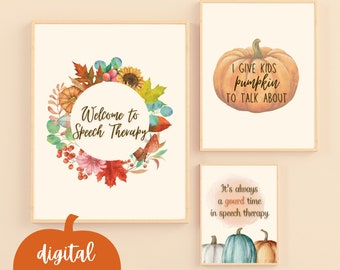 Herbst Sprechzimmer Dekor | SLP Dekor und Geschenk | Logopädie Poster Bündel | Digital Download Poster | Sprechsprache Pathologie Dekor /Geschenk