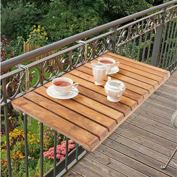Small Balcony Furniture Walnut Balcony Table Space Saver, Balcony