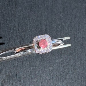 Faceted Pink & Green Tourmaline Adjustable Silver Ring with Zircon | Tourmaline Ring Free Size Ring Elegant Gift for Her