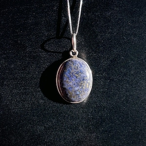 Natural Lapis Lazuli in Oval Shape 925 Sterling Silver Pendant | Lapis Lazuli Necklace Lapis Lazuli Pendant Gift for Unisex (without chain)