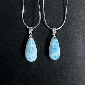 High Quality Rare Larimar in Pear Shape Silver Pendant | Larimar Pendant Larimar Necklace 925 Sterling Silver Gift for Her (without chain)