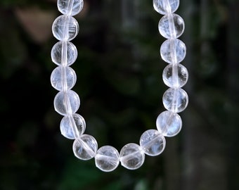Natural Blue Needle Quartz Bracelet Rare in Top Quality, 9mm Blue Angel's Feather Crystal Jewelry, Unique Spiritual Gift for Unisex