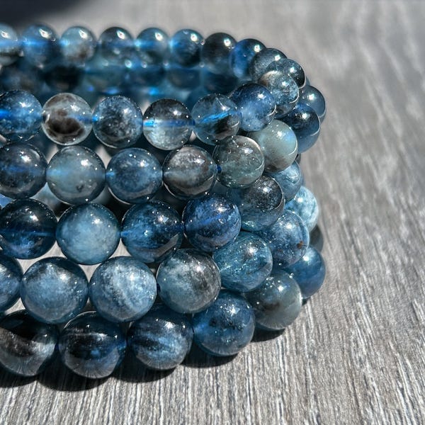 Hochwertiges seltenes Starry Devil Blue Aquamarin Perlen Armband in 7 bis 10 MM Energieheilung | Geburtsstein Aquamarin Armband Geschenk für Unisex