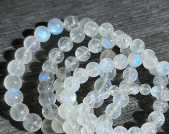 High Quality Moonstone Beaded Bracelet in 6 to 10MM Custom Length Handmade Energy Healing Gift | Moonstone Bracelet June Birthstone