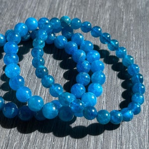 Rare High Quality Natural Apatite Beaded Bracelet in 7 to 8MM Energy Healing Balancing | Apatite Bracelet Gift for Unisex
