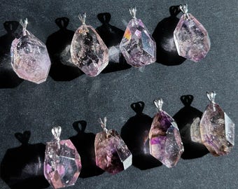 Hoogwaardige, zeldzame gefacetteerde Super7 zilveren hanger | Amethist Super7 hanger Super7 ketting 925 sterling zilver (inclusief ketting)