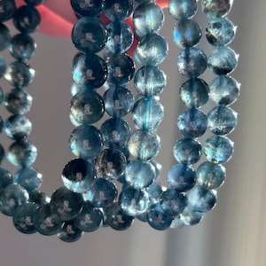 High Quality Rare Starry Devil Blue Aquamarine Beaded Bracelet in 7 to 9MM Energy Healing | Birthstone Aquamarine Bracelet Gift for Unisex