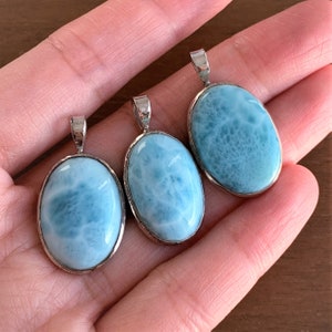 Rare Larimar Pendant Larimar Necklace 925 Sterling Silver Pendant from Dominican Republic (without chain)