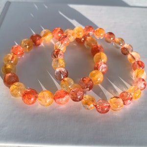 Top Quality Rare Natural Hematoid Quartz Beaded Bracelet in 8 to 9MM Custom Length Handmade Energy Healing Gift | Hematoid Quartz Bracelet