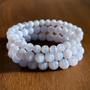 Natürliche Blaue Spitze Achat Perlen Armband in 6 bis 8 MM Energie Heilung Edelstein