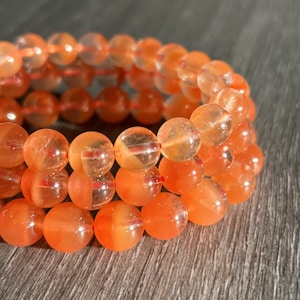 Top Quality Natural Red Rutilated Quartz Beaded Bracelet in 8 to 10MM Custom Length Energy Healing Gift for Her | Red Rabbit Hair Quartz