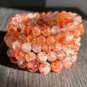 Rare Natural Hematoid Quartz Beaded Bracelet in 8 to 11MM Custom Length Handmade Energy Healing Gift | Hematoid Quartz Bracelet Gift for Her