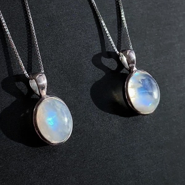 Blue Moonstone in Oval Shape Silver Pendant | Moonstone Pendant Moonstone Necklace 925 Sterling Silver June Birthstone (without chain)