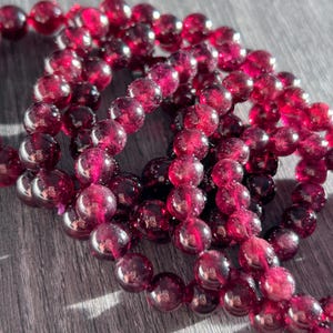 Rare Rhodolite Purple Garnet Beaded Bracelet in 7 to 10MM Custom Length Energy Healing Gift | Garnet Bracelet Gift for Her