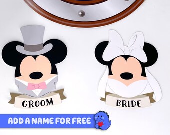 Wedding Mickey & Minnie - Personalised Cruise Door Magnets in any combination