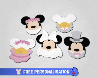 Imanes personalizados para puertas de boda con Mickey y Minnie estilo crucero / Parte posterior completamente magnética / Novia / Novio