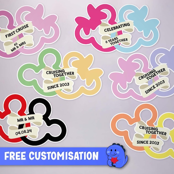 Together Mickey & Minnie combination - Personalised Cruise Door Magnets