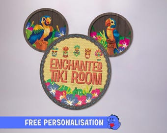 Förtrollat Tiki-rum - Disney-inspirerad dörrmagnet till kryssningsfartyg | Disney Cruise-magneter | Hel magnet på baksidan