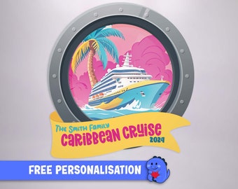 Personalised Caribbean Cruise Door Porthole Design Magnet