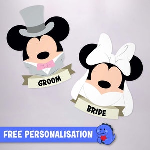 Wedding Mickey & Minnie - Personalised Cruise Door Magnets in any combination | Disney Cruise Magnets | Full Magnet Back
