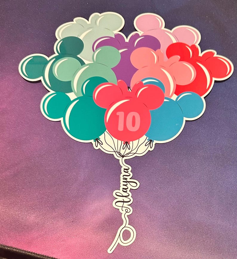 Ímã de porta personalizado com balão do Mickey | Ímãs de cruzeiro da Disney | Decorações de cruzeiro | Ímã com verso completo Bunch of 10