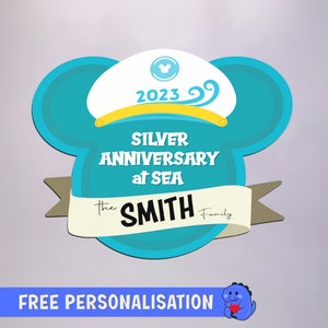 25th Silver Anniversary Cruise Door Magnets | Disney Cruise Magnets | Cruise Decorations | Full Magnet Back