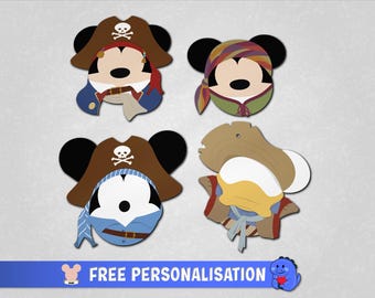 Kreuzfahrt-Pirat Micky, Minnie und Oswald Lucky Rabbit - Kreuzfahrt-Türmagnete | Disney Cruise Magnete | Kreuzfahrt Dekorationen | Voll Magnet Zurück
