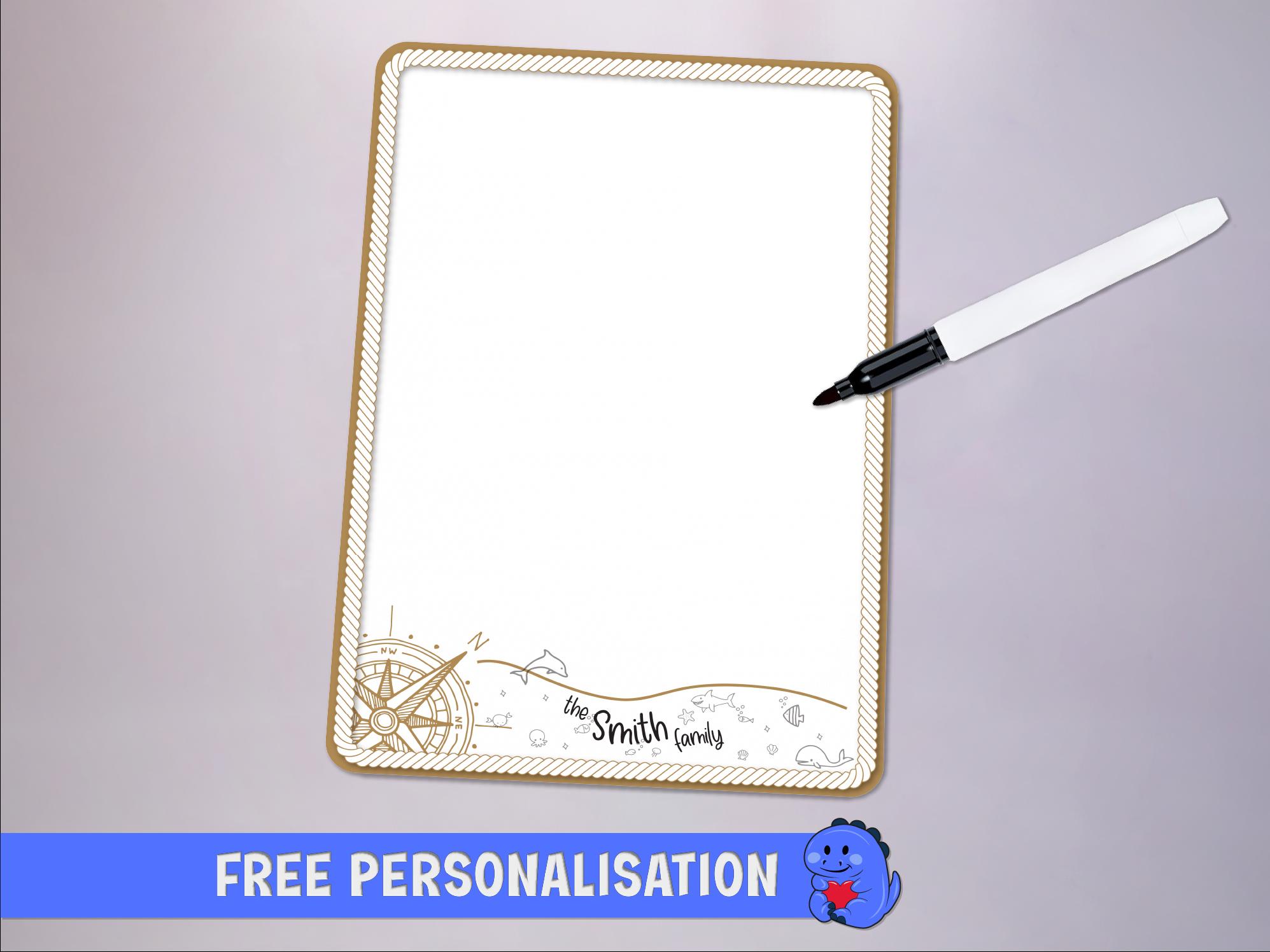 Personalised Whiteboard Magnet with Pen | A4 | Cruise Door Magnet | Full Magnet Back