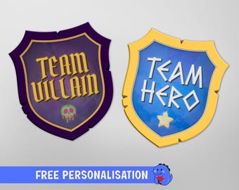 Team Hero Team Villain Shield Magnet | Disney Destiny Door Magnet | Full Magnet Back