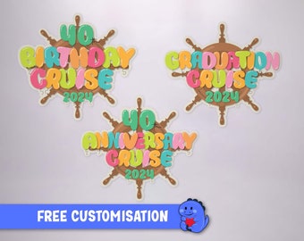 Colourful Birthday / Anniversary / Graduation Ships Wheel Cruise Door Magnet
