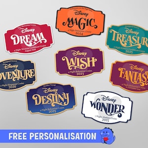 Der Original Disney Cruise Plaque Personalisierter Magnet | Zeichen | Schiff Name Türmagnet | Voll Magnet Zurück