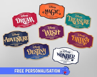 Placa original de Disney Cruise personalizada con imán/letrero/imán para puerta con el nombre del barco/parte trasera magnética completa