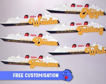 Disney Cruise Ship - Magneti personalizzati per porte da crociera / Magneti Disney Cruise / Retro magnete completo