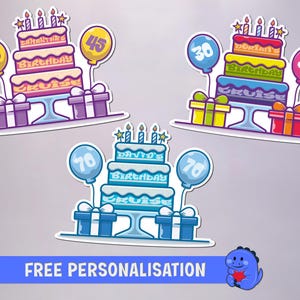 Ímã de porta de cruzeiro de bolo de aniversário personalizado | Parte traseira do ímã completo