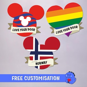 Anpassbare Cruise Türmagnete Set | Irgendeine Flagge, Mickey, Herz - Set von 6