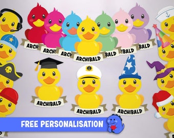 Cruising Ducks with Hats - Personalised Cruise Door Magnets.