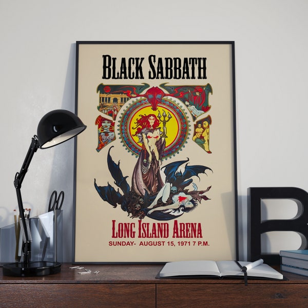 Impresión de cartel de Black Sabbath / Concierto de Black Sabbath / Cartel de música retro, cartel de música vintage, cartel de decoración de pared, cartel de música metal