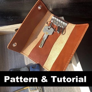 Leather Key Holder Pattern, Cover for Keys, Key Pouch, Crafting Guide, and Key Rings Pattern in PDF and video tutorial