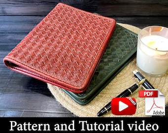 Cute Day Planner Cover Pattern, A5 Leather Notebook Cover, Organizer Template, Sewing Tutorial
