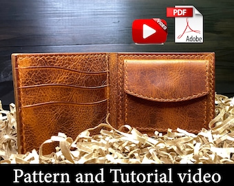 Bifold Wallet PDF Pattern with Video Tutorial, How to Make Wallet, Men Leather Wallet, Bifold Leather Wallet, Coin Pocket, Money Wallet PDF