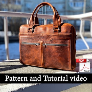 Leather Laptop Bag Pattern, Messenger Bag Pattern, PDF Sewing Pattern, Briefcase Pattern, Zipped Bag Pattern, Laptop Bag, Sewing Tutorial