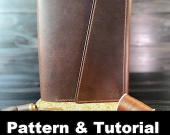 Notebook A5 Leather Cover PDF Pattern, Leather Journal Cover PDF Daily Planner, Travel Wallet , Digital PDF Template with Video tutorial