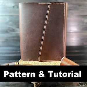 Notizbuch A5 Leder Cover PDF Muster, Leder Journal Cover PDF Tagesplaner, Reisebrieftasche, Digitale PDF Vorlage mit Video Tutorial
