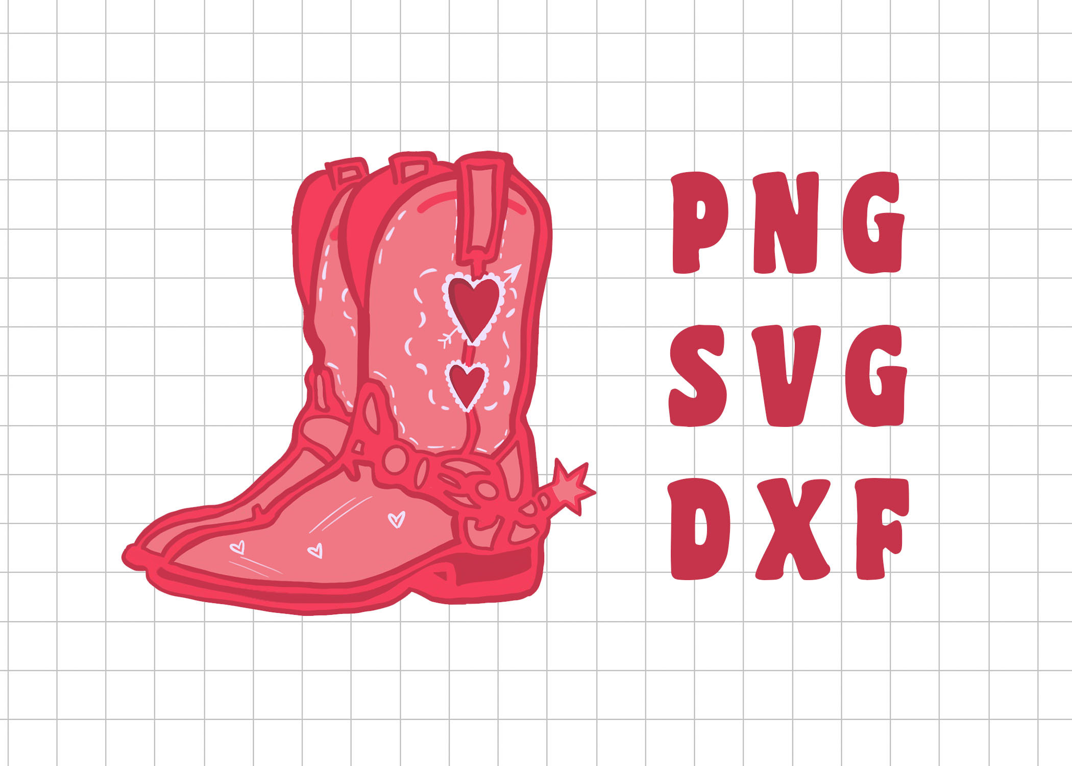 Cowgirl Boots PNG SVG DXF Cute Girly Pink Cowboy Boots. Cowgirl Clip