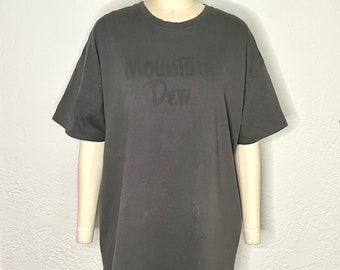 Vintage Soda Mtn Mountain Dew XL Short Sleeve Oversized 90s Y2K Graphic Slogan Tee Distressed Shirt Mountain Dew Gift