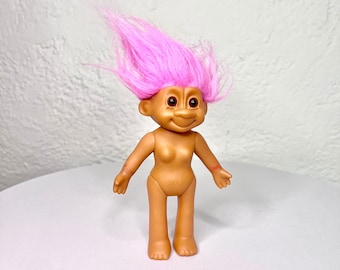 Rare Collectible Tracy Troll Large Poseable Girl Doll Figurine with Pink Troll Hair by Russ Berrie and Co from the 90s Uneeda Troll Doll