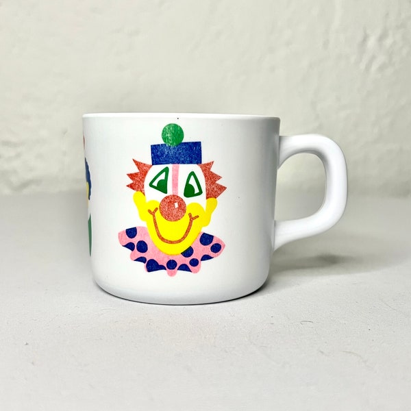 Happy and Sad Circus Clown Cup by Small Fry Originals in Taiwan made with Melamine Plastic in Pastel Colors makes great Clowncore Decor