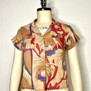 Hawaiian Womens Shirt by Byer California  Blouse Summer Shirt Single Stitch Collared Blouse Womens Aloha Shirt Tropical Shirt